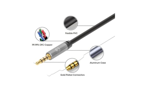 Manhattan 3.5mm Stereo Audio Aux Cable | 5m (16 ft) Male-to-Male